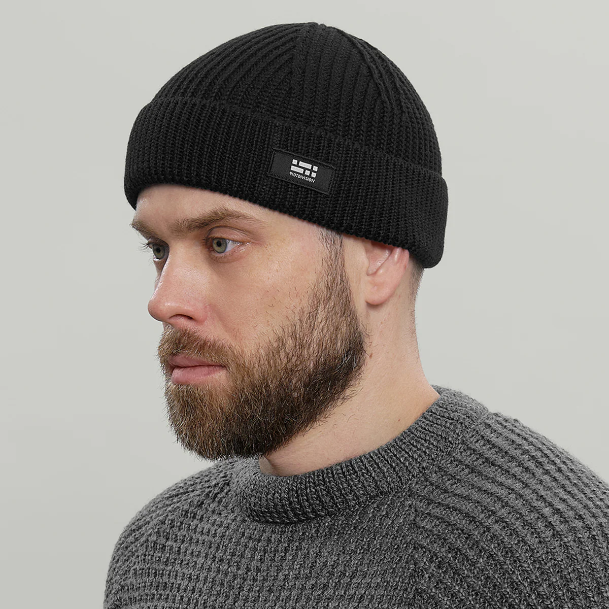 Merino Short Beanie Hat Morse Code Logo RD-MRNSBHMCL BLACK - Image 2