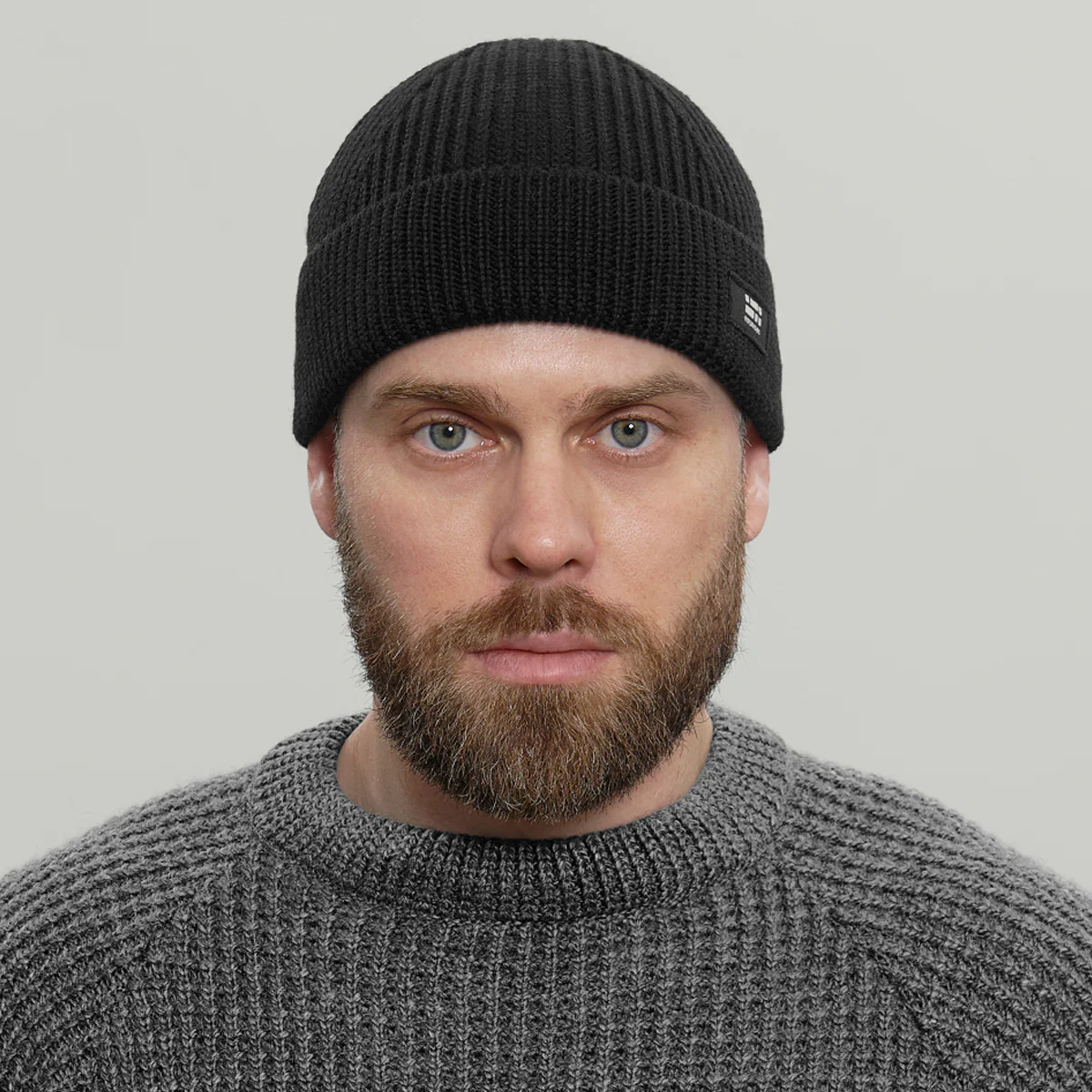 Merino Short Beanie Hat Morse Code Logo RD-MRNSBHMCL BLACK - Image 3