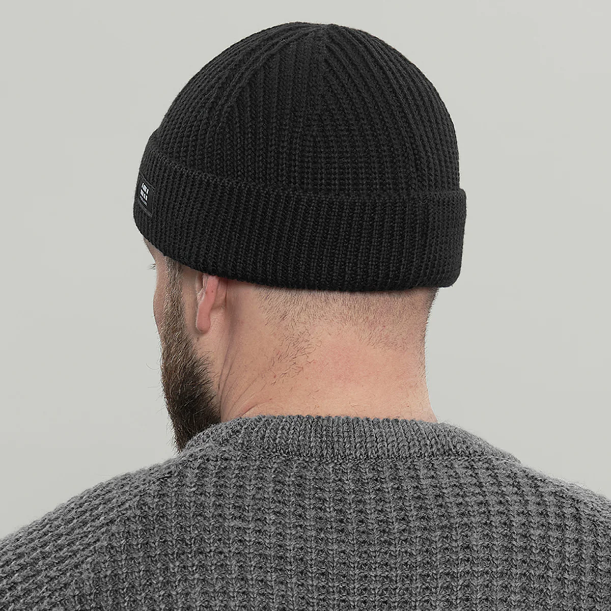 Merino Short Beanie Hat Morse Code Logo RD-MRNSBHMCL BLACK - Image 4