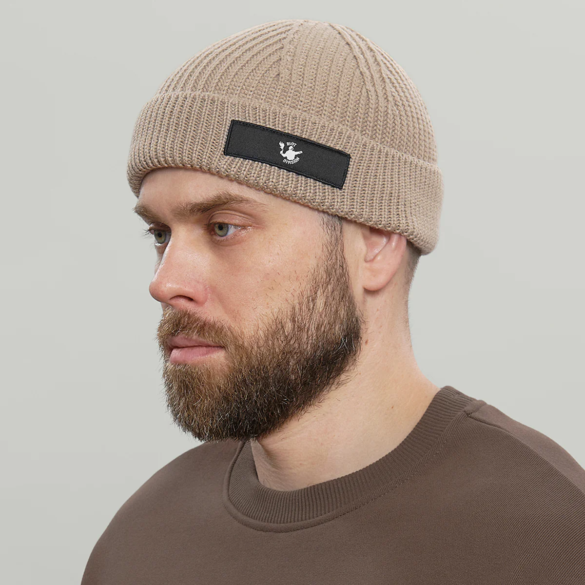Merino Short Beanie Hat RD Logo RD-MRNSBHRDL BEIGE - Image 2