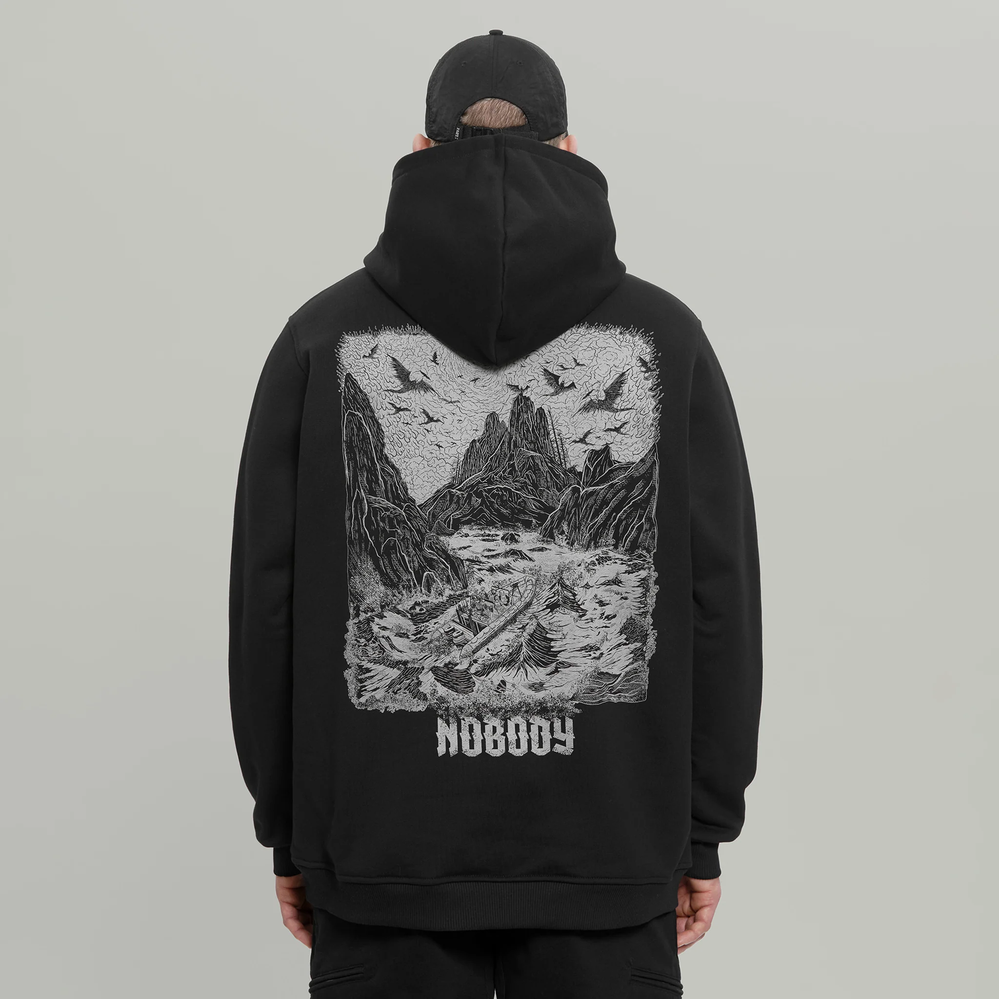 NOBODY Hoodie RD-NBDH BLACK - Image 5